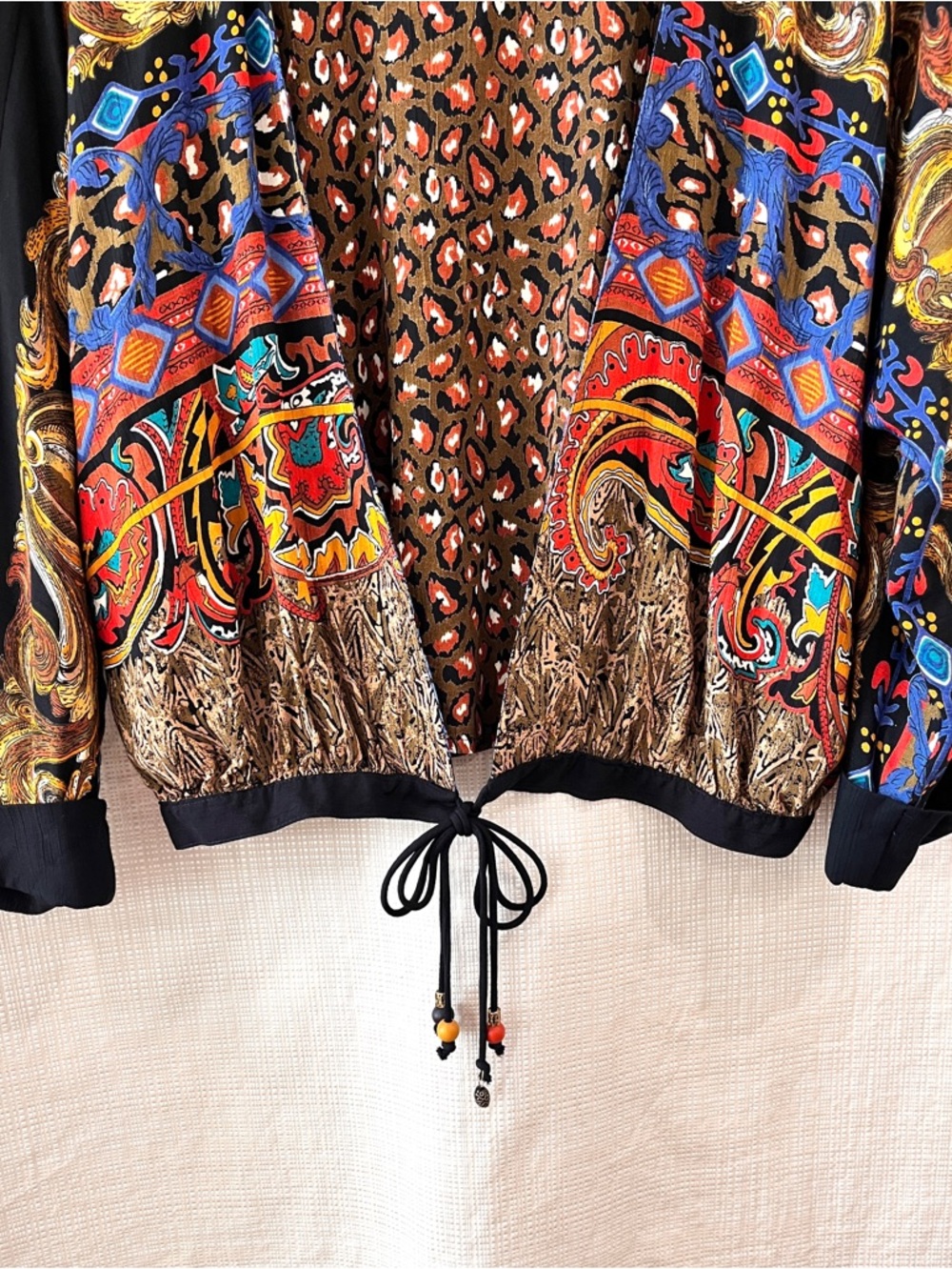 Vintage 90s Whimsigoth Baroque Print Shirt Carole Little Romantic Art to Wear - Picture 5 of 15